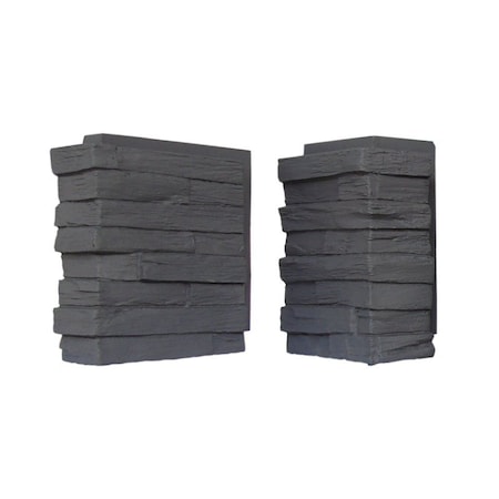 Durakwik Stone Siding Corner, 13 in L, 10 in W, 4 in Thick, Interlocking Edge, Slatestones Contemp Profile, 4PK 301CMC