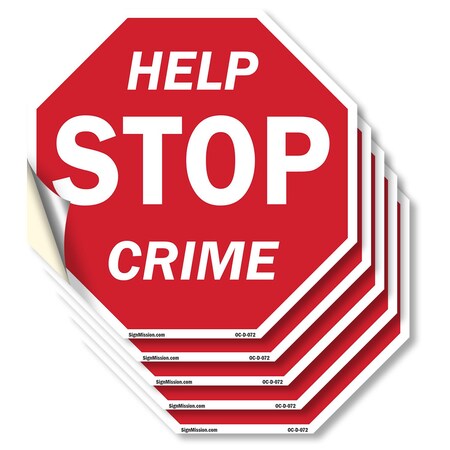 Signmission Help Stop Crime, 4 inch X 4 inch, Vinyl Decal, 5PK OC-D-5PACK-4-72