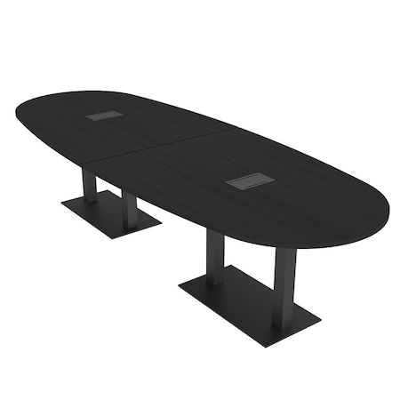 Skutchi Designs Boval Conference Table With Power Unit, 48 in W, 120 in L, Black HAR-BOVL-48X120-DOU.BK-U999ST19-EBLK