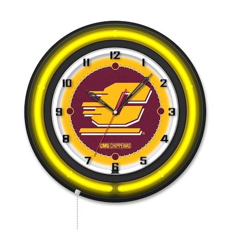 Holland Bar Stool Central Michigan University 19 Double Neon Wall Clock Clk19BK