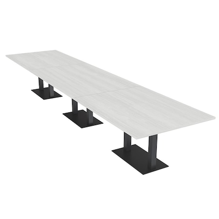 Skutchi Designs Rectangle Conference Table With Power, 48 in W, 216 in L, White HAR-REC-48X216-DOU.BK-WA7976-NA