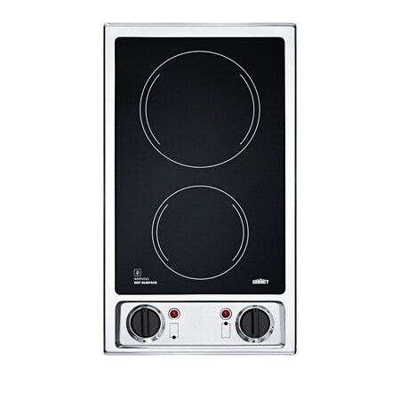Summit 12in Wide 115V 2-Burner Radiant Cooktop CR2B120