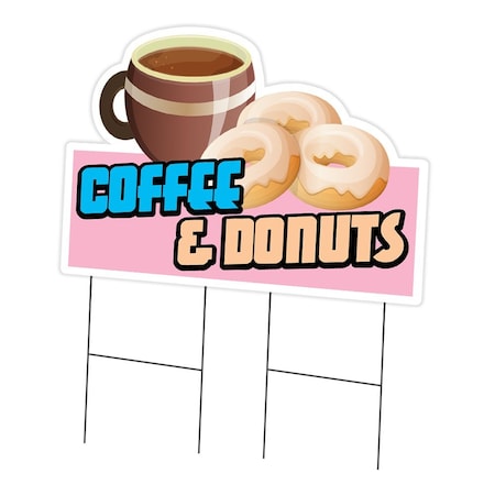 Signmission Coffee And Donuts Die Cut Yard & Stake outdoor plastic coroplast window, C-DC-2436-Coffee And Donuts C-DC-2436-DS-Coffee And Donuts19