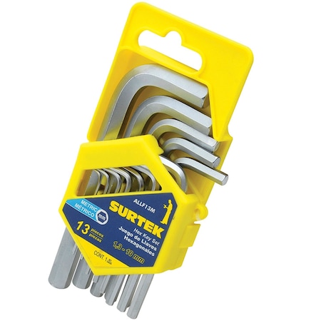 Surtek Metric L-Type Hexagonal Key Set, 13 Piece In Rack ALLF13M