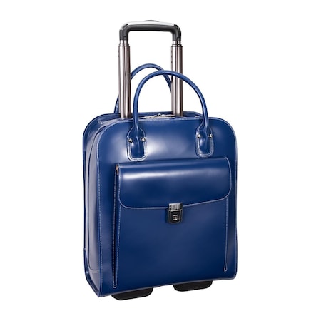 A1 Luggage 15.6 in. Uptown Leather Vertical Wheeled Ladies Briefcase, Navy - 13.5 x 6 x 16 in. A12611545