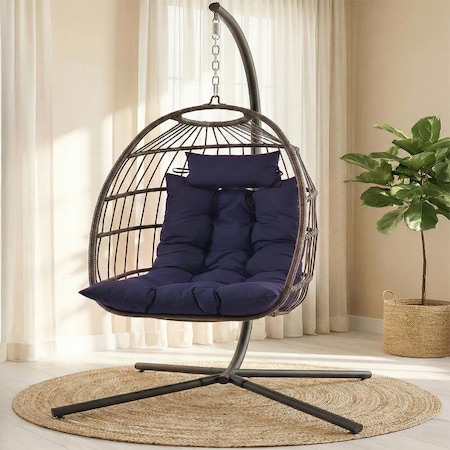 Serenelife Hanging Egg Chair with Stand SWC66DB