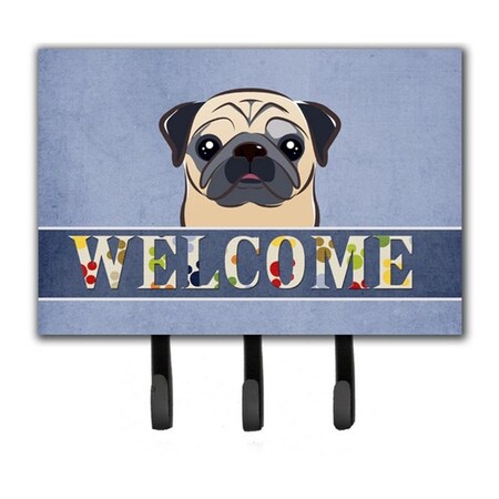 Carolines Treasures Fawn Pug Welcome Leash and Key Holder BB1448TH68