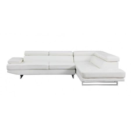 Homeroots White Leather L Shaped Two Piece Corner Sectional 366200