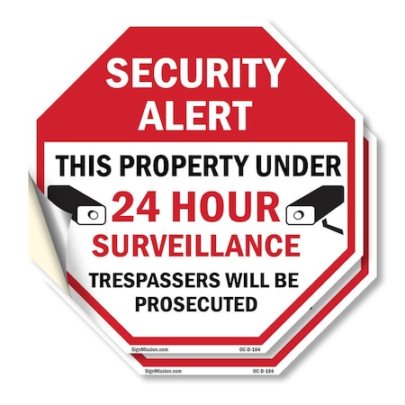 Signmission Security Alert This Property Under, 10 inch X 10 inch, Vinyl Decal, 2PK OC-D-2PACK-10-184