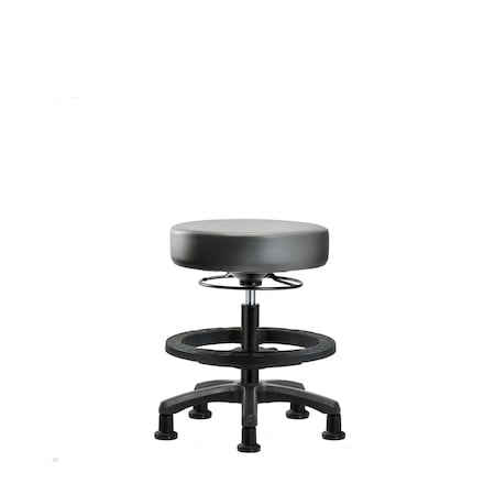 Blue Ridge Ergonomics Vinyl Mini-Stool, Med Bench, BF, Glides, Sterling BR-VMBMS-RG-BF-RG-8840