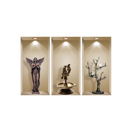 Homeroots Set of Three Boa Faux Niche 3D Peel and Stick Wall Decals, 3PK 565386