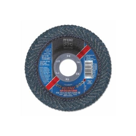 Pferd POLIFAN Z SGP Curve Steelox Flap Disc, 4-1/2 in dia x 7/8 in Arbor, 40 Grit, Zirconia, 13300 419-67192