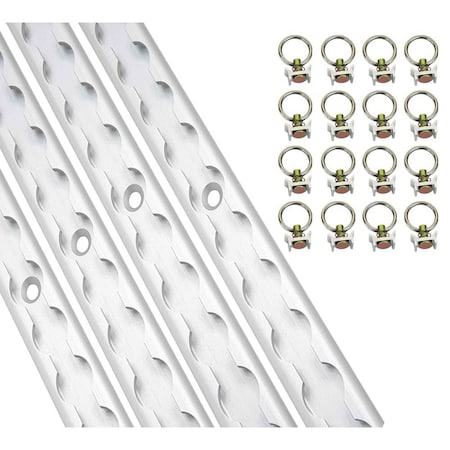 Mytee Products 6 Foot L-Track Aluminum 4 and L-Track Stud with Stainless Steel Ring 16 LTK6x4-LTKSx16