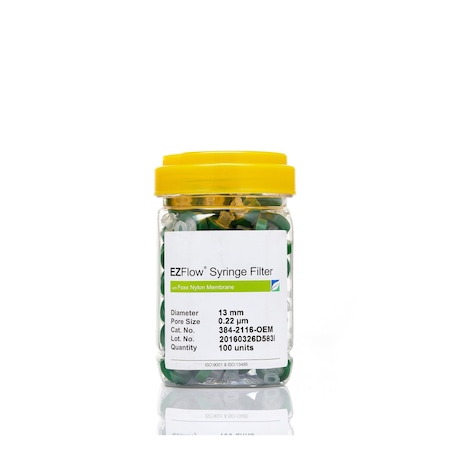 Foxx Life Sciences EZFlow Syringe Filter-Sample Prep, 0.45um Hydrophilic PTFE, 33mm, 100PK 386-3416-OEM