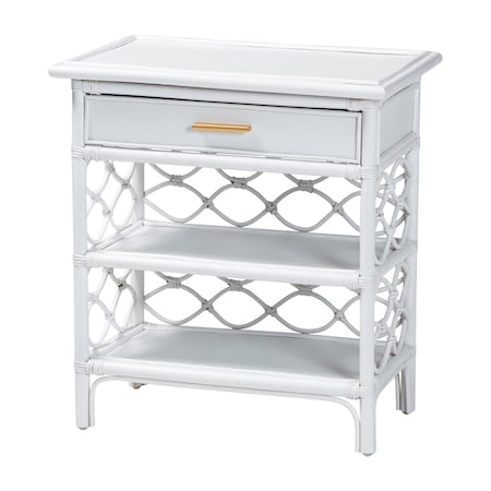 Bali & Pari Akane Natural Rattan Nightstand, White 259-14194-ZORO