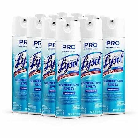 Reckitt Benckiser ProLysol, Disinfectant Spray, Fresh Scent, 19 Oz Aerosol, 12PK 04675CT