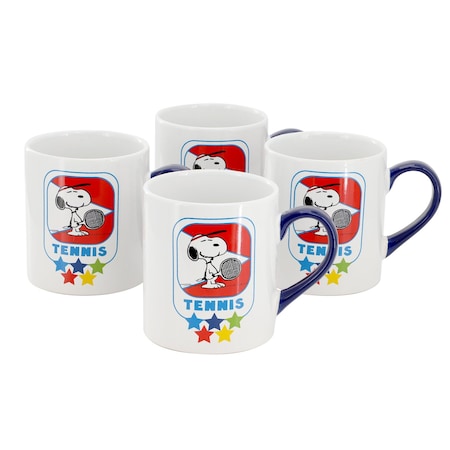 Peanuts Best In Sports Tennis 4 Piece 19 Ounce Stoneware Mug Set 750123596M