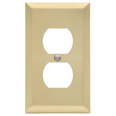 Amerelle Receptacle Wallplate, 5 in L, 2-7/8 in W, 1 -Gang, Steel, Satin Brass 163DSB