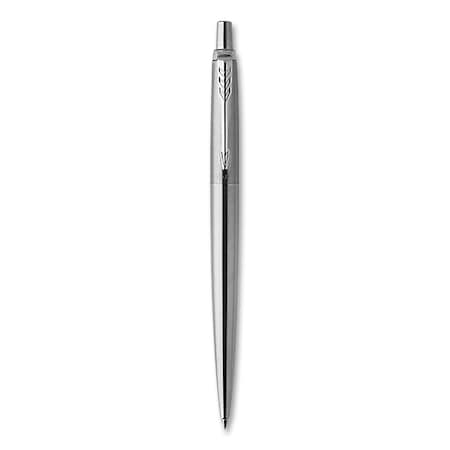 Parker Jotter Gel Pen, Retractable, Medium 0.7 mm, Black Ink, Stainless Steel Barrel 2020671