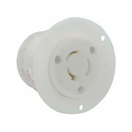 Leviton Flanged Locking Inlet, Non-NEMA, 20 A, 125/250V AC, 3 Pole, Flush Mount, Screw Terminals, White 3326-C