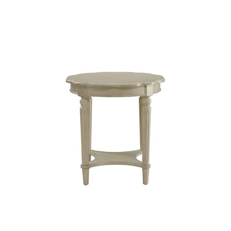 Homeroots 24" Off White Solid Wood Oval End Table With Shelf 286350