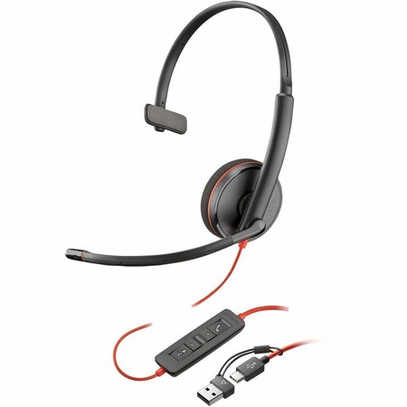 Hp POLY BLACKWIRE 3210 MONAURAL USB-C HEADSET +USB-C/A ADAPTER 8X214AA