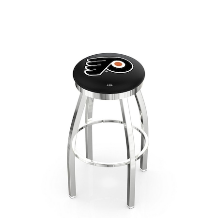 Holland Bar Stool Co 30" Chrome Philadelphia Flyers Swivel Bar Stool, Accent Ring L8C2C30PhiFly-B