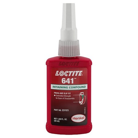 Loctite Retaining Compound, 641 Series, Yellow, Liquid, Bottle 231121