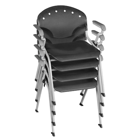 Regency Rico Classroom Training Stack Chair with Arms, Black, 4PK 306-BK-4PK