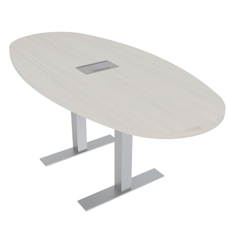 Skutchi Designs 6ft Boval Conference Table With Power | Harmony Series | 6 Person Meeting Room Table HAR-BOVL-48X72-T-K458-ESIL