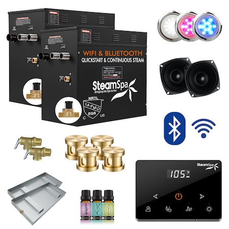 Steamspa 21KW Steam Bath Generator, Advanced Touch Screen, BLUETOOTH WIFI Control, Auto Drain, Gold BKW2100GD-A