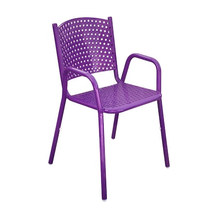Leisure Craft 31 5/8" Tall Dining Height Stackable Perforated Chair, Purple C1-PERF-PURPLE