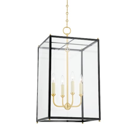 Hudson Valley Lighting Mark D. Sikes X Chaselton 4 Light Lantern 15 In. Aged Brass/Dark Blue MDS1201-AGB/DBL