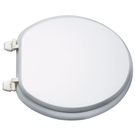 Prosource Toilet Seat, Round, MDF Molded Fiberboard, White, Plastic Hinge T-17WM-3L