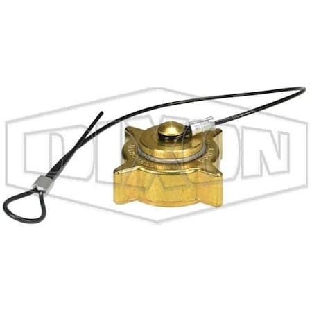 Dixon Hose Cap with Knob Plug and Chain, 2-1/4 in, Female ACME, Brass, Domestic ME431F-1