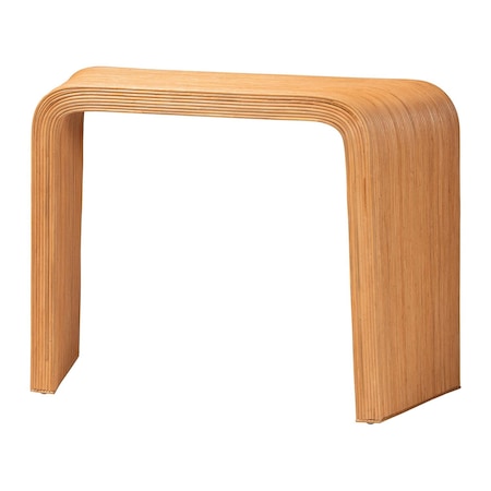 Bali & Pari Eilis Bohemian Light Honey Fluted Rattan Waterfall Console Table 256-14132-ZORO