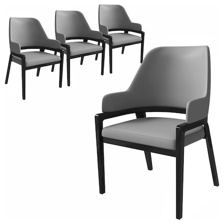 Leisuremod Ethora Collection Modern Wooden Dining Chair in Grey, 4PK EC22GR4