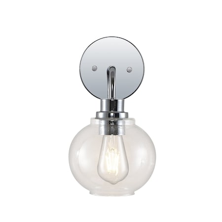 Jonathan Y Sandrine 6.5" 1-Light Iron/Seeded Glass Cottage Rustic LED Vanity Light, Chrome JYL7526B