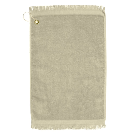 Towelsoft Premium Fringed Velour Golf Towel with Corner Hook &Grommet Placement-Beige Golf-EV1407CL-BEI