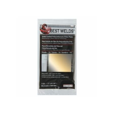 Best Welds Gold Coated Filter Plate, Gold/10, 2 in x 4.25 in, Polycarbonate 901-932-109-10