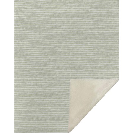 Homeroots 50" X 70" Mint Green And Ivory Striped Microfiber Plush Throw Blanket 712503