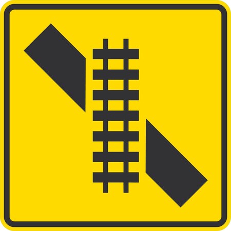 Lyle W10-12R, Right Skewed Track Crossing, 30x30, Diamond Grade, Yellow G-15132-DG_30x30
