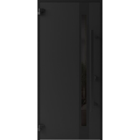 Vdomdoors Front Exterior Prehung Steel Door Ronex1033 Teak Entry Metal Modern Painted W36xH80 Right hand RONEX1033EXD-OAK-W36 x H80-RH-I