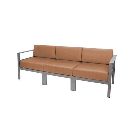 Bfm Seating Belmar 82in Outdoor Sectional Sofa with Sunbrella Cushions, Soft Gray Frame PH6101SG-14107