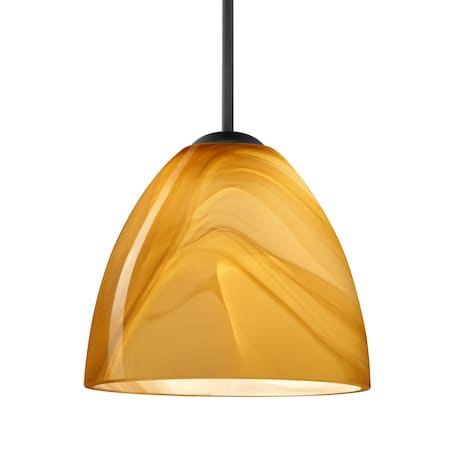Besa Lighting Besa Vila Pendant, Honey, Black Finish, 1x 9W LED 1JT-4470HN-LED-BK