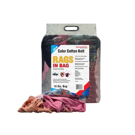 Supremeplus New Color Knit T-Shirt Cleaning Rags, 10 lbs. Bag SP-5978