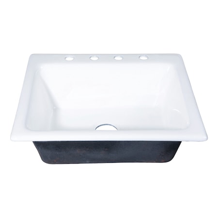 Kingston Brass 25" Cast Iron Self-Rimming Single Bowl Drop-In Kitchen Sink, 4-Hole, White GT252294