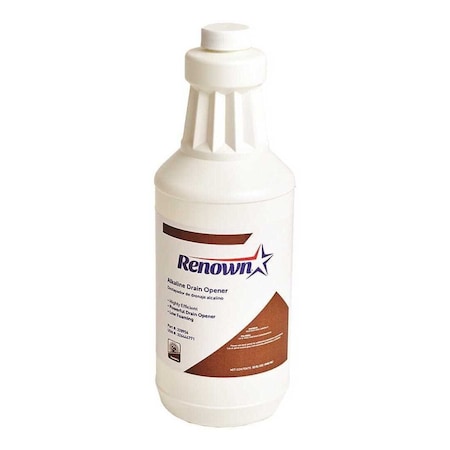Renown Alkaline Drain Opener, Fragrance-Free, 32 Oz, 12PK REN019