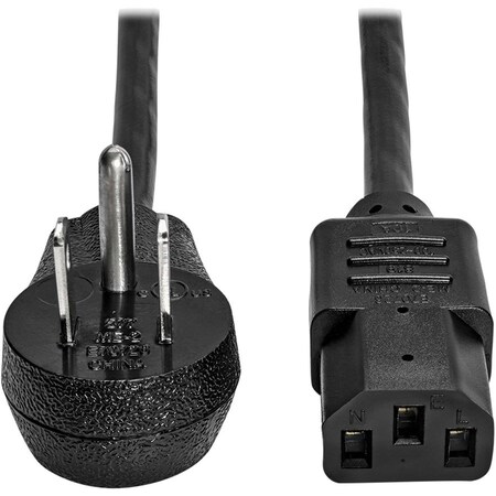 Eaton Tripp Lite Series Desktop Computer AC Power Cord, Right-Angle NEMA 5-15P to C13 - 10A, 125V, 18 P006-015-15D