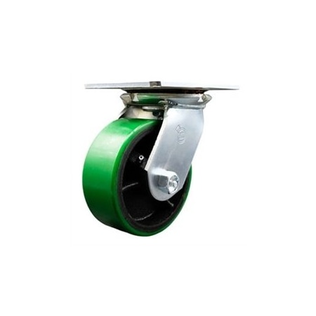 Service Caster 5 Inch Heavy Duty Green Poly on Cast Iron Swivel Caster with Ball Bearing SCC SCC-35S520-PUB-GB